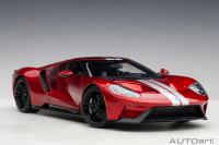Ford GT 2017 Liquid Red Silver Stripes 1/18 Die-Cast Vehicle