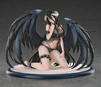 Albedo Girl Kneeling In A Black Negligée & Wings Sexy Anime Figure