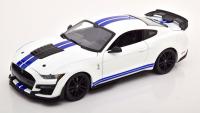 Ford Shelby Mustang GT500 2020 White Dark Blue 1/18 Die-Cast Vehicle