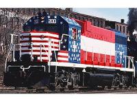 Boston & Maine BM #200 (212) Bicentennial Red White Blue Stripes Class Blue Class EMD GP38-2 Diesel-Electric Locomotive for Model Railroaders Inspiration