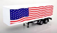 Stars & Stripes Four Wheel Enclosed Car US Flag Scheme Semi-Trailer For 1/18 Die-Cast Vehicle přívěs