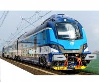 České Dráhy ČD #380 Light & Dark Blue White Scheme Class 380 Electro-Diesel Push-Pull Double-Decker Commuter Train for Model Railroaders Inspiration