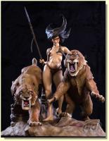 Sensual Cave Girl Huntress & Two Saber-Toothed Tigers The Frank Frazetta Premium Quarter Scale Statue Diorama