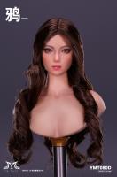 CROW Long Black Curly Hair Female Head Sculpt for Sixth Scale Figure 