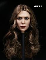 Scarlet Witch Elizabeth Olsen Curly Hot-Toffee Hair Female Head Sculpt for Sixth Scale Figure