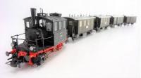 Königliche Bayerische Staats-Eisenbahnen K.Bay.Sts.B.#2001 HO Steam Rail Car & 4 Passenger Car Wagons Set 