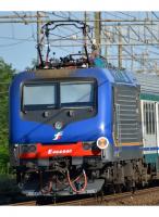 Trenitalia SpA FS #464 222 HO DTR Silver Yellow Line Blue Front Ribbed Scheme Class E 464 Electric Locomotive DCC & Sound