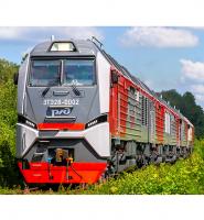 Российские железные дороги РЖД #3ТЭ28-0002 Light Grey Red Scheme Class 3TE28 3-(2)-Section Heavy Freight Diesel-Electric Locomotive for Model Railroaders Inspiration