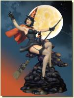 Kimba the Witch On A Custom Designed Cloud Happy Halloween Statue