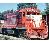 Toledo, Peoria & Western TPW #2001 Red White Stripes Scheme Class GP38-2 Diesel-Electric Locomotive for Model Railroaders Inspiration