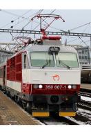 Železničná spoločnosť Slovensko ZSSK #350.008-9 Gorilla White Red Checkerboard Scheme Class ES 499.0 Electric Locomotive for Model Railroaders Inspiration