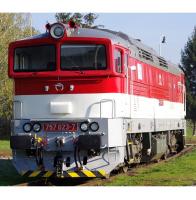 Železničná Spoločnosť Slovensko ZSSK #757 023-7 Brejlovec Red White Stripes Scheme Class 757 (CD 750.7) Diesel-Electric Locomotive for Model Railroaders Inspiration