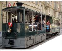 Berner Tramway-Gesellschaft BTG #31 HO Swiss Berner Steam Tram & SBB #12 Coach Atop Two Swiss Wascosa Weathered Flat Cars (3-Unit Pack)