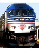 Virginia Railway Express VREX #V64 Silver Blue Red Stripes Scheme Class MP36PH-3C Diesel-Electric Locomotive for Model Railroaders Inspiration