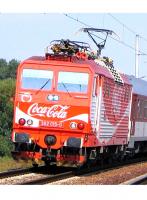 Železničná Spoločnosť Slovensko ZSSK #362 015-0 ESO 69Er Coca Cola Music Train Red Orange Themed Scheme Class 362.001 (ES499.1) Electric Locomotive for Model Railroaders Inspiration