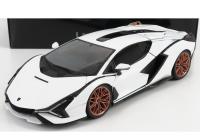 Lamborghini Sián FKP 37 Coupé Hybrid 2020 White Black 1/18 Die-Cast Vehicle