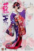 Oiran Ichiya Geisha Female Headsculpt for Sixth Scale Figures & Purple Long Furisode Accessories