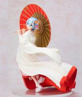 Rem Shiromuku Girl In A White Red Kimono & Umbrella Anime Figure