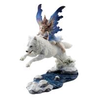 Free Spirit The Fairy Atop White Wolf Premium Figure Diorama  vlk a víla soška