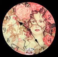 Girl In Roses Wall Clock nástěnné hodiny