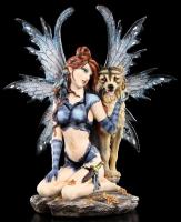 Celeste The Fairy Sitting And Wolf Premium Figure   vlk a víla soška