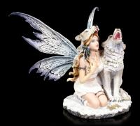 Lislya The Fairy Kneeling And Wolf Premium Figure   vlk a víla soška