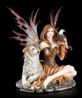 Elvina The Fairy Sitting & Wolf & Eagle Premium Figure Diorama  orel, vlk a víla soška