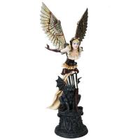 Fairy Girl Atop A Winged Gargoyle The Steampunk Premium Figure  soška víly