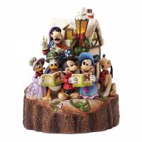 Mickey Mouse, Minnie Mouse, Donald Duck, Pluto, Goofy And Gang Carolling Statue Diorama