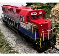 Toledo, Peoria & Western TPW #3821 HO RailAmerica Red White Blue Stripes Scheme Class GP38-2 Diesel-Electric Locomotive DCC Ready