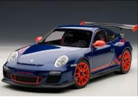 Porsche 911 (997) GT3 RS 3.8 AQUA Blue Metallic Red 1/18 Die-Cast Vehicle
