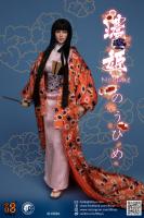 Nohime Geisha Female Headsculpt for Sixth Scale Figures & Orange Uchikake Accessories 