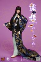 Nohime Geisha Female Headsculpt for Sixth Scale Figures & Blue Uchikake Accessories