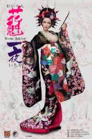 Oiran Ichiya Geisha Female Headsculpt for Sixth Scale Figures & Black Long Furisode Accessories