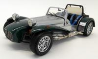 Caterham SuperSeven Clam Shell Fenders Chrome Green 1/18 Die-Cast Vehicle
