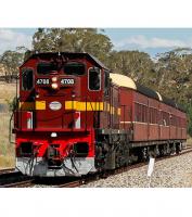 Lachlan Valley Railway LVR (ex NSWGR) #4708 Australia Maroon Red Yellow Stripe Scheme Class 47 Road-Switcher Diesel-Electric Locomotive for Model Railroaders Inspiration
