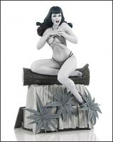 Bettie Page Atop The Tree Trunk Base Black & White Statue