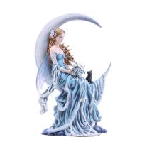 Blue Moon Fairy Atop A Crescent Moon Base Premium Figure Diorama měsíční víla soška