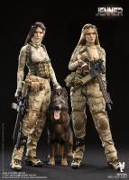 JENNER The Two Camouflaged Female Soldiers & German Shepherd Dog Sixth Scale Collector Figure Set