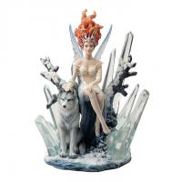 Crystal Fairy Atop A Tree Base & Wolf Premium Figure  vlk a dívka soška