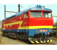 Československé dráhy ČSD #752 034-9 Bardotka Red Blue Yellow Flash Scheme Class 749 (T478.2) Diesel-Electric Locomotive for Model Railroaders Inspiration