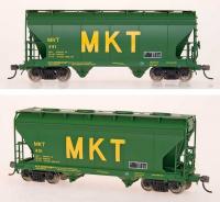 Missouri-Kansas-Texas MKT #46502 HO Green Yellow Scheme BLT NEW 11-79 Class ACF Center Flow 2-Bay Covered Hopper