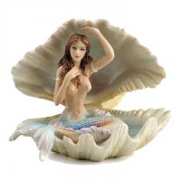 Mermaid Sitting in Seashell Figure Diorama