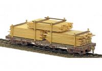 Denver & Rio Grande Western #6004 Sn3 Rough Cut Lumber Load 20 Ton Flat Car & Cast Steel Striker Plates