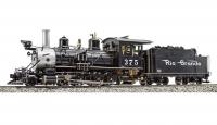 Denver & Rio Grande Western #375 1:20.3 Black Flying Rio Grande Coal Fired Class 2-8-0 Logging Steam Locomotive & Tender