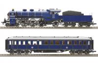 Königlich Bayerischen Staats-Eisenbahnen K.Bay.Sts.B. #3618 HO Blue Old-Time Livery Type S 3/6 Steam Locomotive & Tender DCC & 175 Jahre K.Bay.Sts.B HO Salon Car Wagon (2-Unit Pack) 