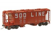 Soo Line Co. #6870 HO RTR PS-2 1957 Red Oxide Open-Sided 2-Bay Covered Hopper Car
