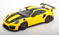 Porsche 911 (991/2) GT2 RS Weissach 2018 Yellow Black 1/18 Die-Cast Vehicle