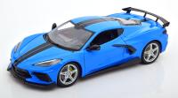 Chevrolet Corvette Stingray Coupé 2020 Blue Black Stripes 1/18 Die-Cast Vehicle