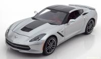 Chevrolet Corvette Stingray C8 Z51 Coupé 2014 Silver Carbon Stripes 1/18 Die-Cast Vehicle